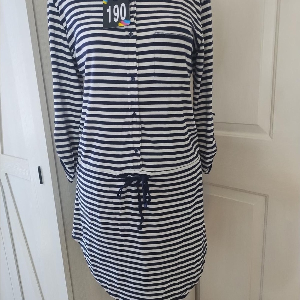St. Tropez Blue and White Dolman Sleeve Midi Dress Sz S - Picture 2 of 14